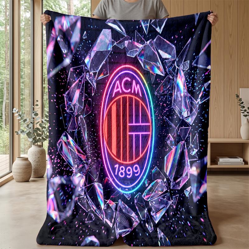 AC Mailand Thema Decke Weiche Flanelldecke Plüsch Überwurfdecke Gemütliche Sofa Bettdecke für Heimdekoration