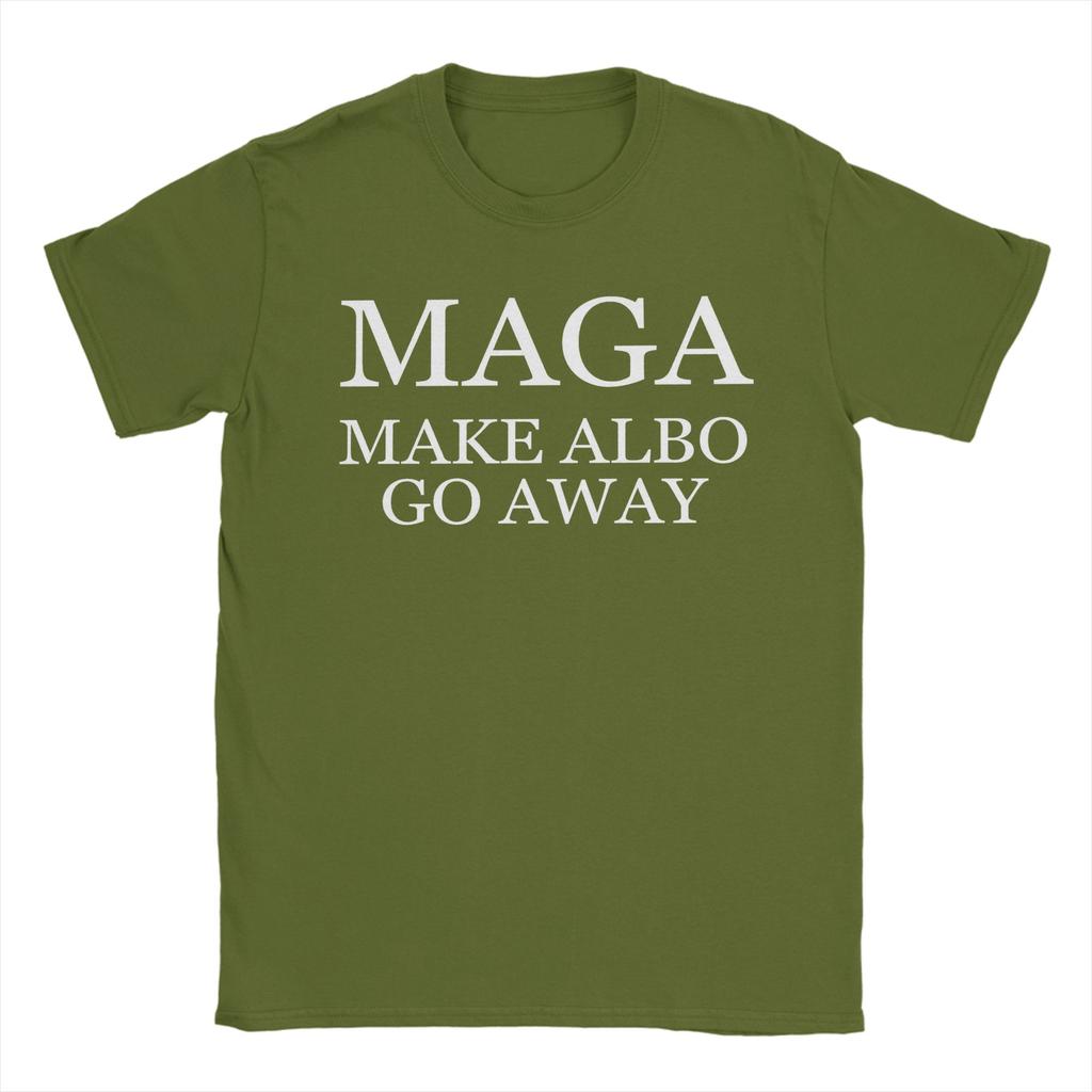 MAGA Make Albo Go Away  TShirts Men  Novelty Cotton Tee Shirt O Neck Short Sleeve T Shirts Adult Clothing