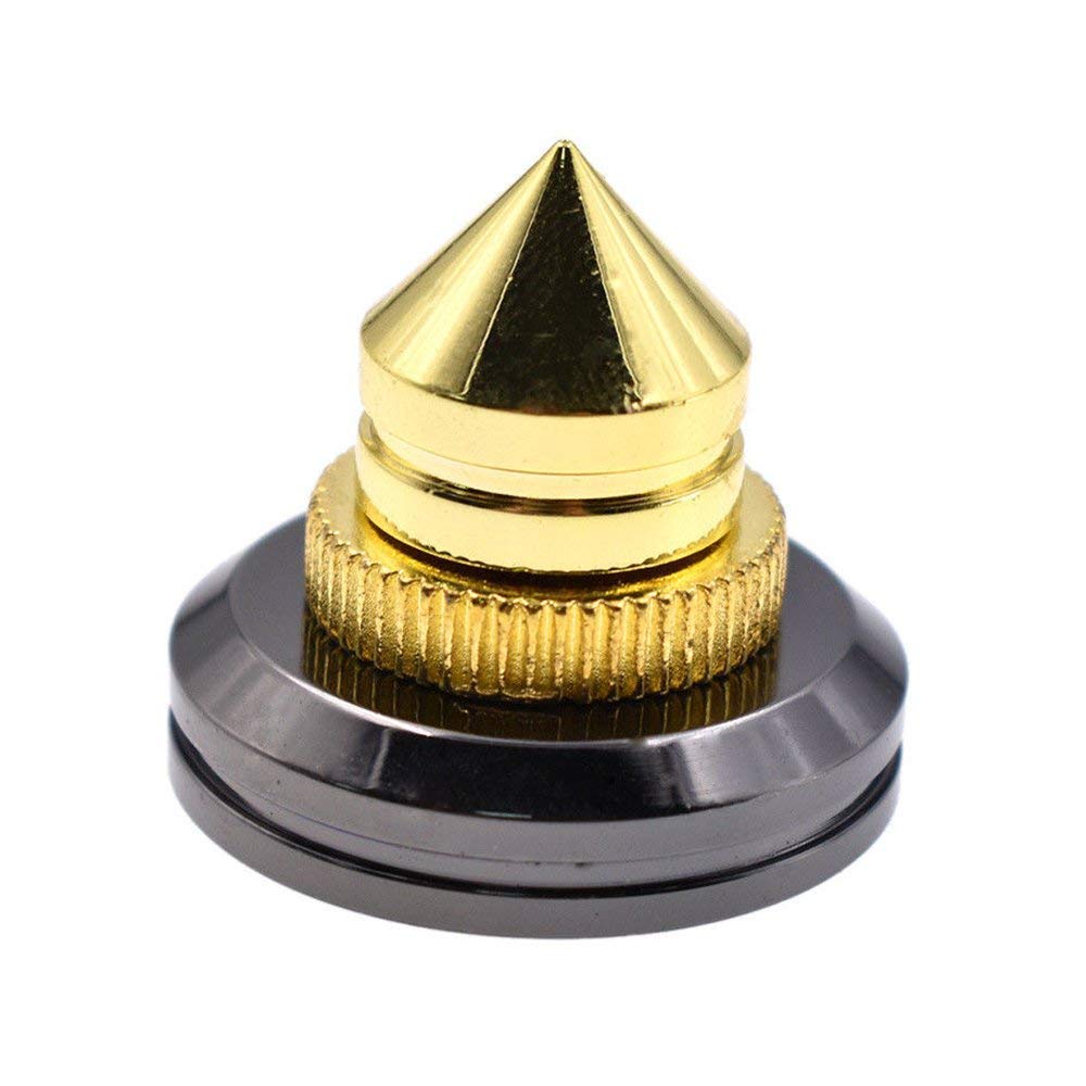 Flushbay Metal Speaker Adjustable for Audio Sound Improvement 4-Pack Spikes, Height, Speakers, (Gold)