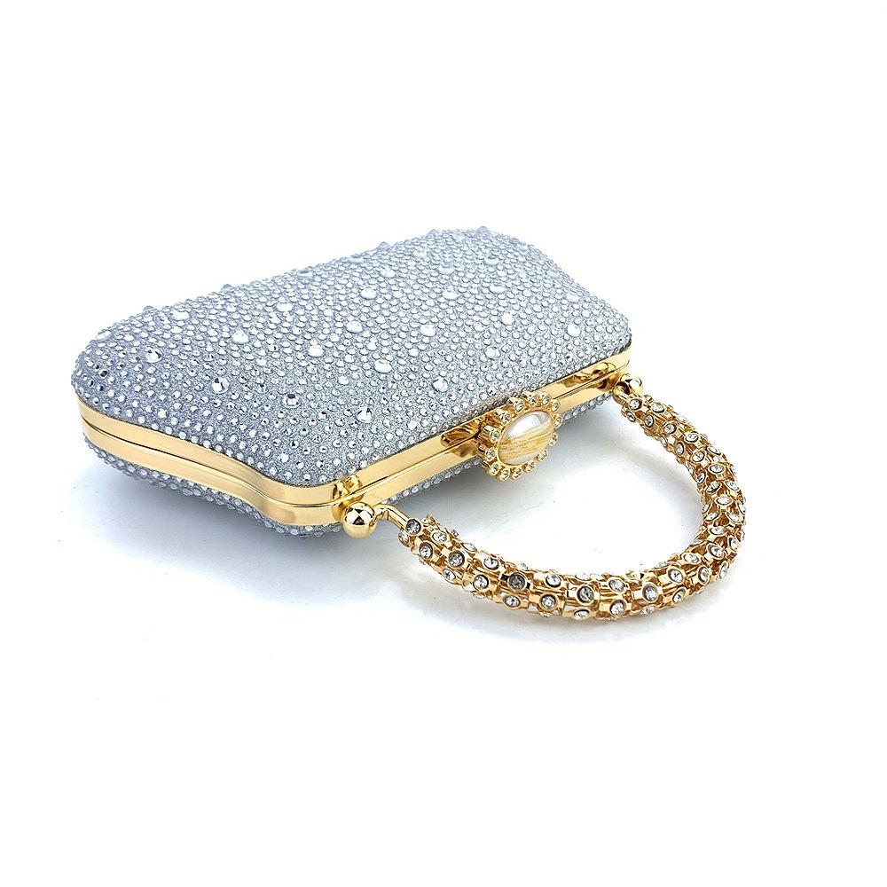 Silver/Gold/ Rhinestone Bag Women Wedding Party Diamond Top-Handle Crystal Dinner Purses Evening Bags Long Chain Shoulder Handba