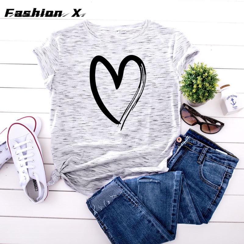 

Женская футболка, модный повседневный хлопковый топ с коротким рукавом и круглым вырезом M светло-серый