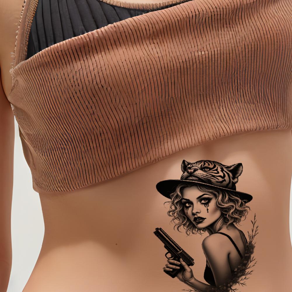 12pcs 3D Tattoo Stickers Black Disposable Water Transfer Printing Stickers Temporary Tatto Sticker Body Art Fake Tattoo