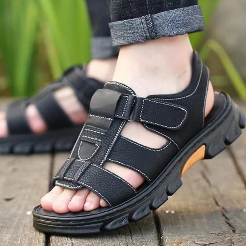 Fashion Beach Male Shoe Genuine Leather Outdoor Eva In Welcome Deal Japanese Luxury H Breathable Barefoot 2025 Styles 39 Men's Sandal