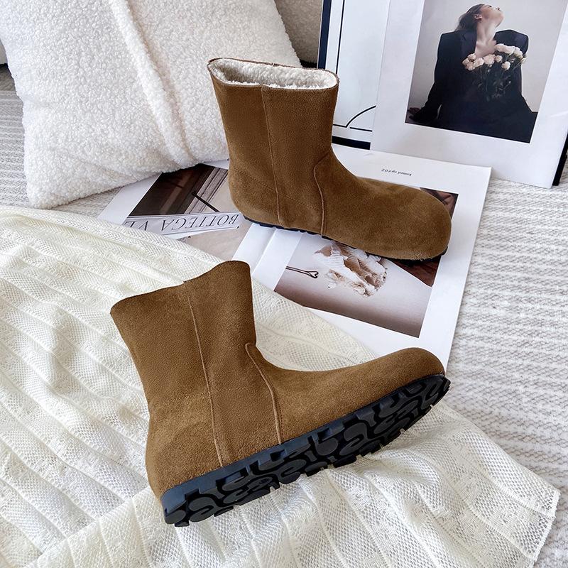 

X118-3 Хулиа ретро короткие ботинки женские ботинки новые бархатные зимние ботинки женские осень и зима 2025 39 коричневый