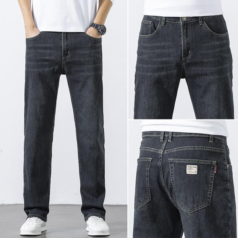 Straight-leg Jeans, Autumn And Winter Retro Men's Jeans, Loose Straight-leg, Wide-leg Stretch, Trendy Brand, Versatile And Casual