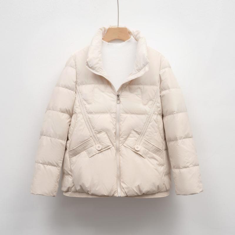 

Пуховик Pinghu женский новый короткий модный маленький свободный воротник-стойка пух белой утки теплое зимнее пальто S