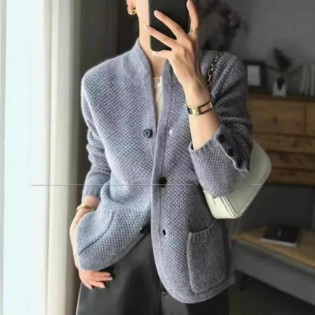 Damen Strick Frühling und Herbst Damen Modische Westliche Mode Oberteil Strickjacke Damen