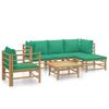 Vidaxl 6-Cz. Garden Furniture Set, Green Cushions, Bamboo