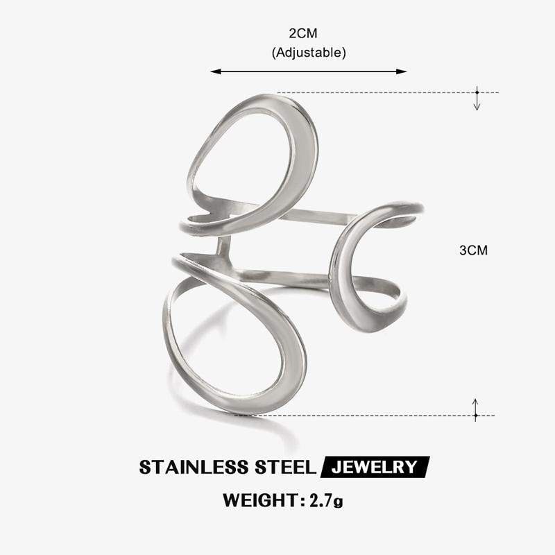 

Stainless Steel gold Color Rings for Women Punk Geometric Metal Irregular Chain Open Rings Hiphop Simple Zircon Accessories медный