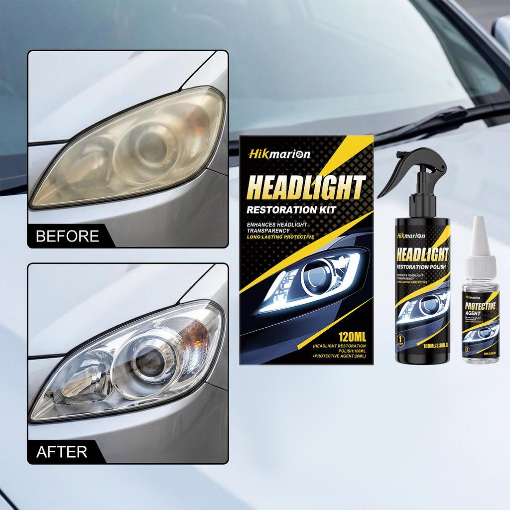 Hikmarion Headlight Restoration Kit: Clear Yellowing, Improve Lighting, Protect Surface