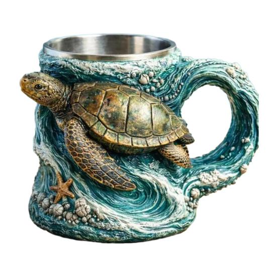 3D Sculpted Animal Resin Mug Handcrafted Stainless Steel Interior Coffee Cup Double-Walled Gift for Cup Animal Lovers