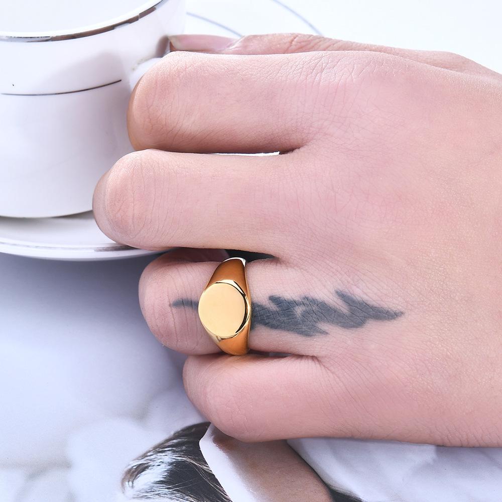 18K Gold Stainless Steel Cross Ring - 12MM, Smooth Surface, Versatile Design with Customizable Laser Logo for Women