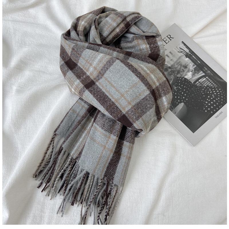 Autunno e Inverno Nuova Sciarpa Sciarpa Invernale da Donna Spessa Calda Imitazione Cashmere Plaid Scialle