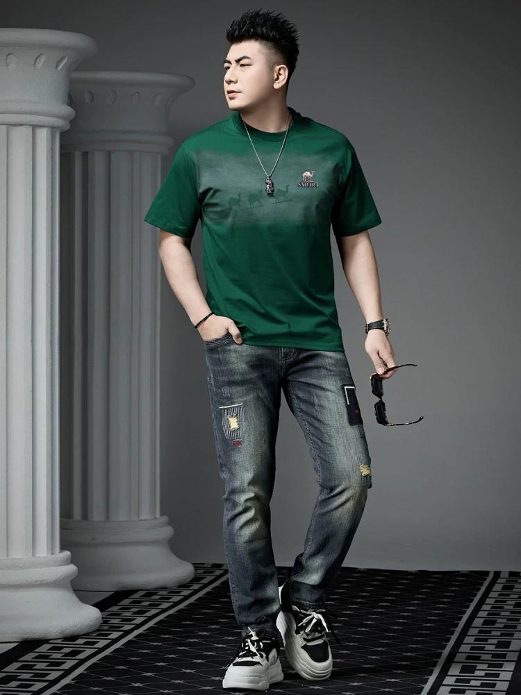 European Goods 2025 New Summer Men's Short-Sleeved T-Shirt Trendy Brand Printed Embroidered Round Neck Half-Sleeved Casual Top T-Shirt
