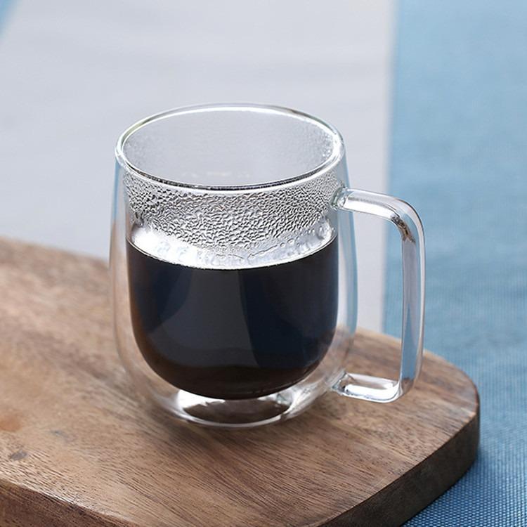 150-450ml Double Wall Glass Coffee Cup with Handle 1pc Heat Resistant High Borosilicate Glass Mug for Cold Juice Milk Coffee