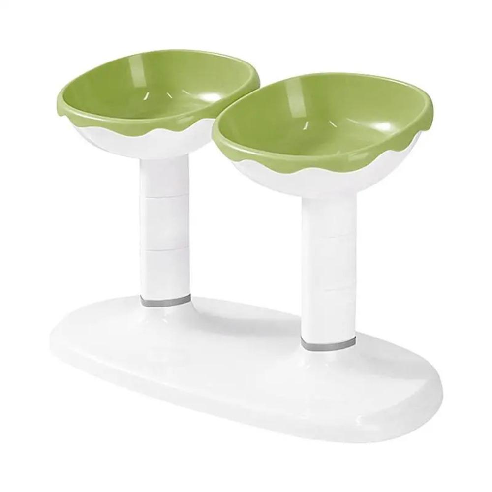 Pet Feeding Bowl Set Tilt Neck Guard Height Adjustable 2 in 1 Cat Dog Food Bowl Drinking Basin Pet Feeding Supplies