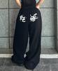 FUZZY SCAN Black Letter Curved Balloon Pants Black