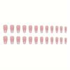 24pcs Elegant White Gradient Ballet-Style Long Nail Set with Jelly Glue & Nail File - Sophisticated Glossy Finish for Hands and Fingernails