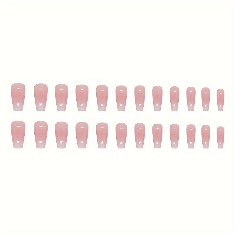 24pcs Elegant White Gradient Ballet-Style Long Nail Set with Jelly Glue & Nail File - Sophisticated Glossy Finish for Hands and Fingernails