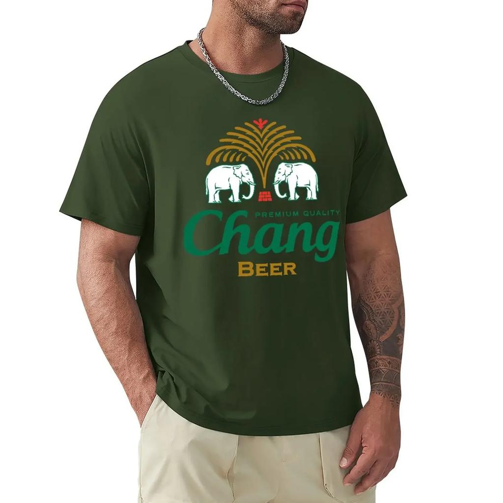 Thailand Chang Beer Bottle Label ?????? ???? T-Shirt Hippie Clothes Sweat T-shirts for Men Cotton