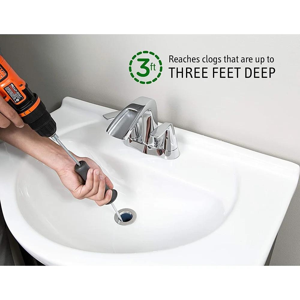 42 Inch Plumbing Drain Snake Auger Hair Clog Remover Adapter Sink Bathtub Power Drill Cleaning Tool