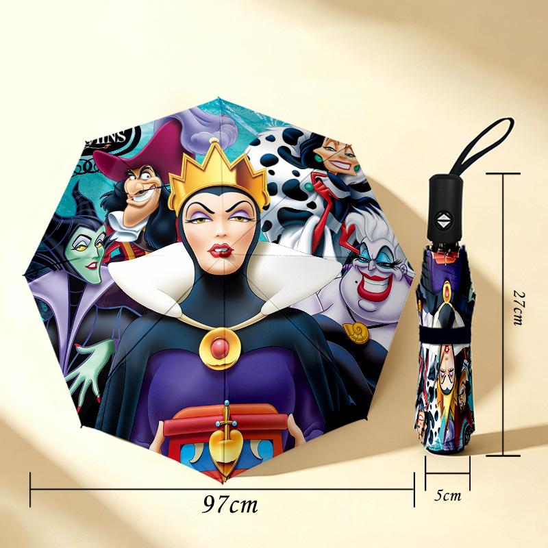 Disney Villains 8 Ribs 3Fold Black Glue Uv Protection Umbrella Sun Protection Rainproof Compact Folding Umbrella For Travel Daily Use C924962