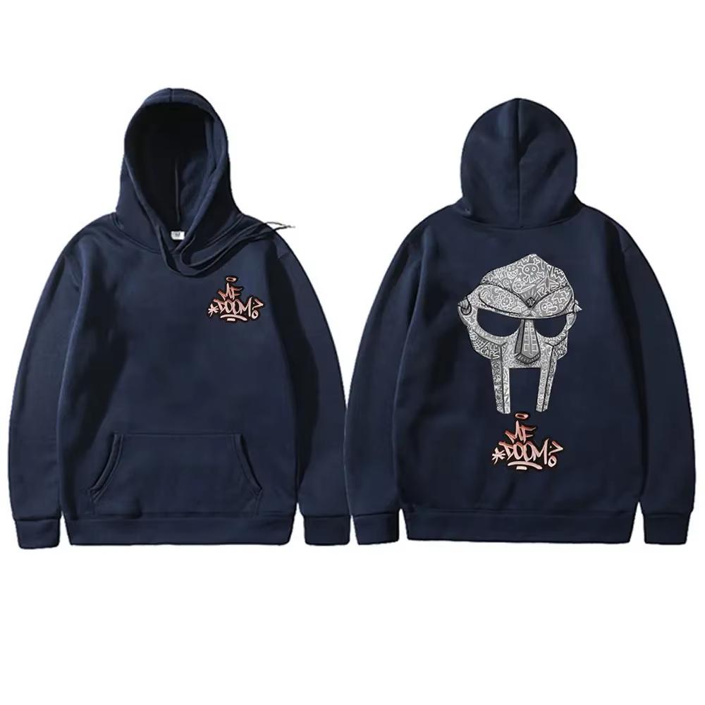 Rapper Mf Doom Madvillain Metal Mask Face Poster Graphic Print Hoodies Men Women Streetwear Hip Hop Fashion Harajuku Y2K Sweatshirt Oversized Pullover