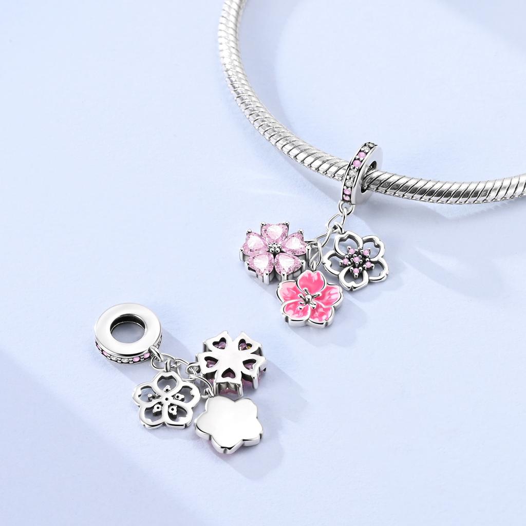 Rosa Serie Charms 925 Silber Originale Für Frau Anhänger Perlen Passend Armbandherstellung Modeschmuck