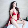 Sex lingerie bare chest sexy large size bohemian three-point lace bathrobe transparent lingerie set