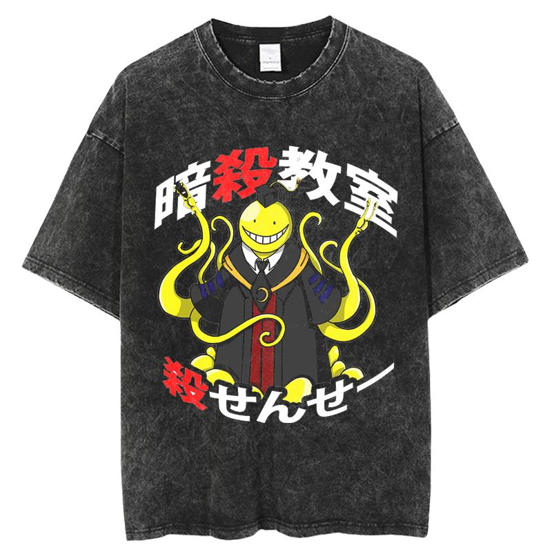 

Manga Assassination Classroom Korosensei Printed Tee Men Clothing Washed Cotton Tshirt Vintage Casual T Shirt Harajuku Tshirt S