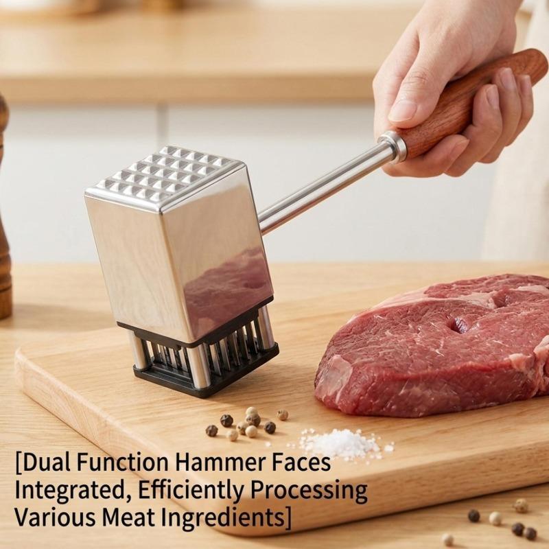 Stainless Steel Meat Tenderizer Tool Handheld Heavy Duty Kitchen Beef Steak Hammer with Non-Slip Handle Kitchen Cooking Tools