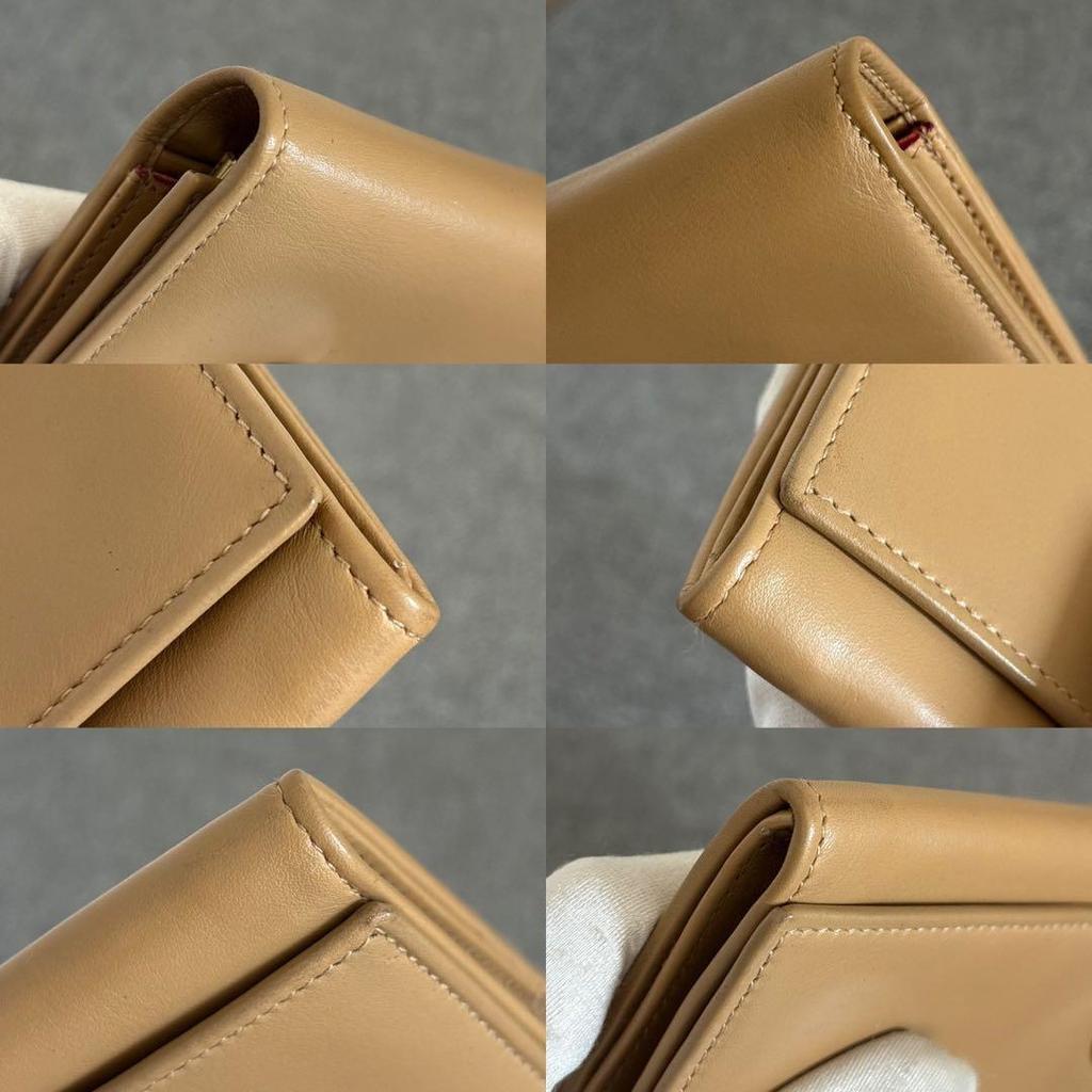 Used Celine Circle Logo Wallet Long Wallet Bi-fold Wallet Beige Cw475
