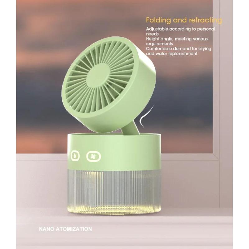 Mute High Capacity Portable USB Rechargeable Mini Fan Desktop Humidifier Water Spray Fan Folding Air Cooling Fan