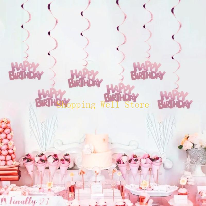 KX4B Birthday Celebration Spirals Hanging Decoration For Indoor And Outdoors Parties