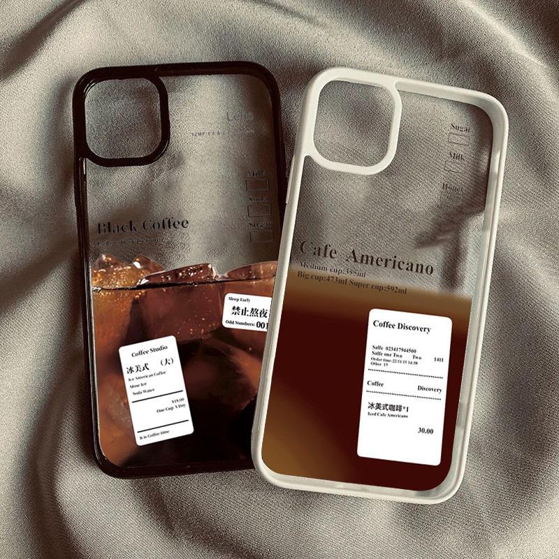 Ice Coffee Pattern Phone Case Iphone15pro For iPhone 16 15 Pro Max 16pro 14 13 12 11 XS X XR 7 8 Plus Acrylic Hard Shell