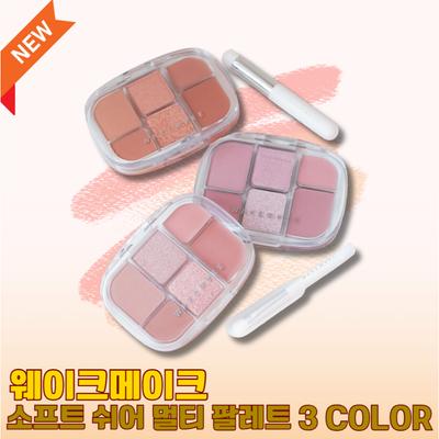 Wake Make Soft Sheer Multi Palette 3 COLOR Scegli 1 pennello gratis, 1 pezzo, 01 Coral Hertz