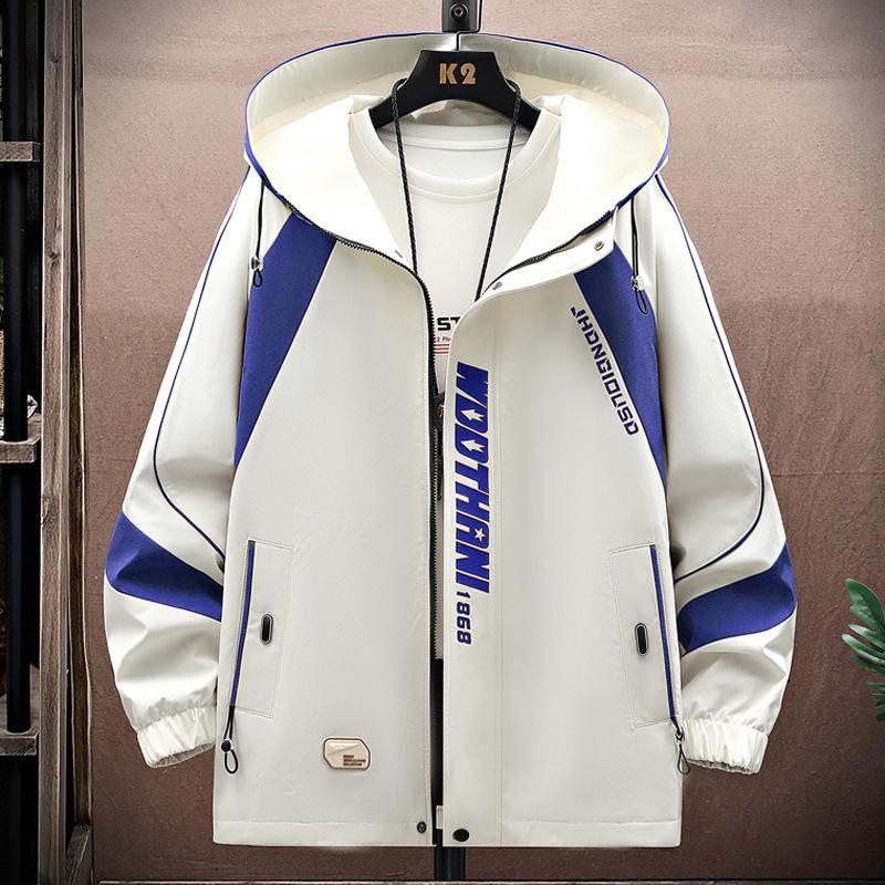 Spring and Autumn Holiday Two-piece Jacket Men's Hooded Hong Kong Style Jacket Men's Youth Korean Style Trendy Student Thickened Jacket
