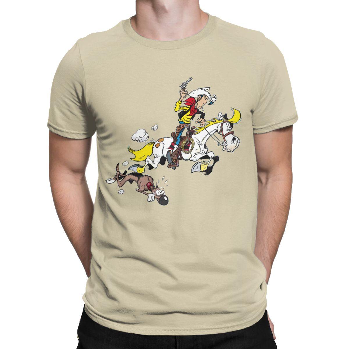 

Men s Lucky Luke Jolly Jumper T Shirts Pure Cotton Clothing Novelty Short Sleeve Round Collar Tees Plus Size T-Shirts M