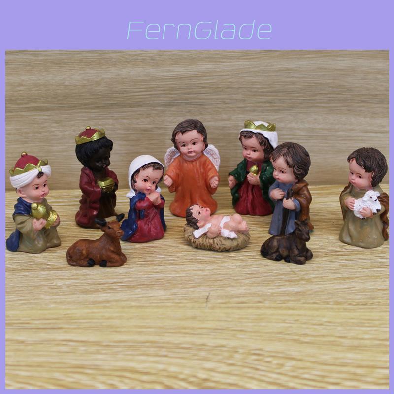 Religious Nativity Scene Resin Figurines With Angel And Mary For Christmas Decor And Gifts