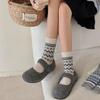 Retro Wool Socks, Women's Mid-calf Socks, Thickened and Warm Pile Socks for Autumn and Winter, Artistic Long Calf Socks