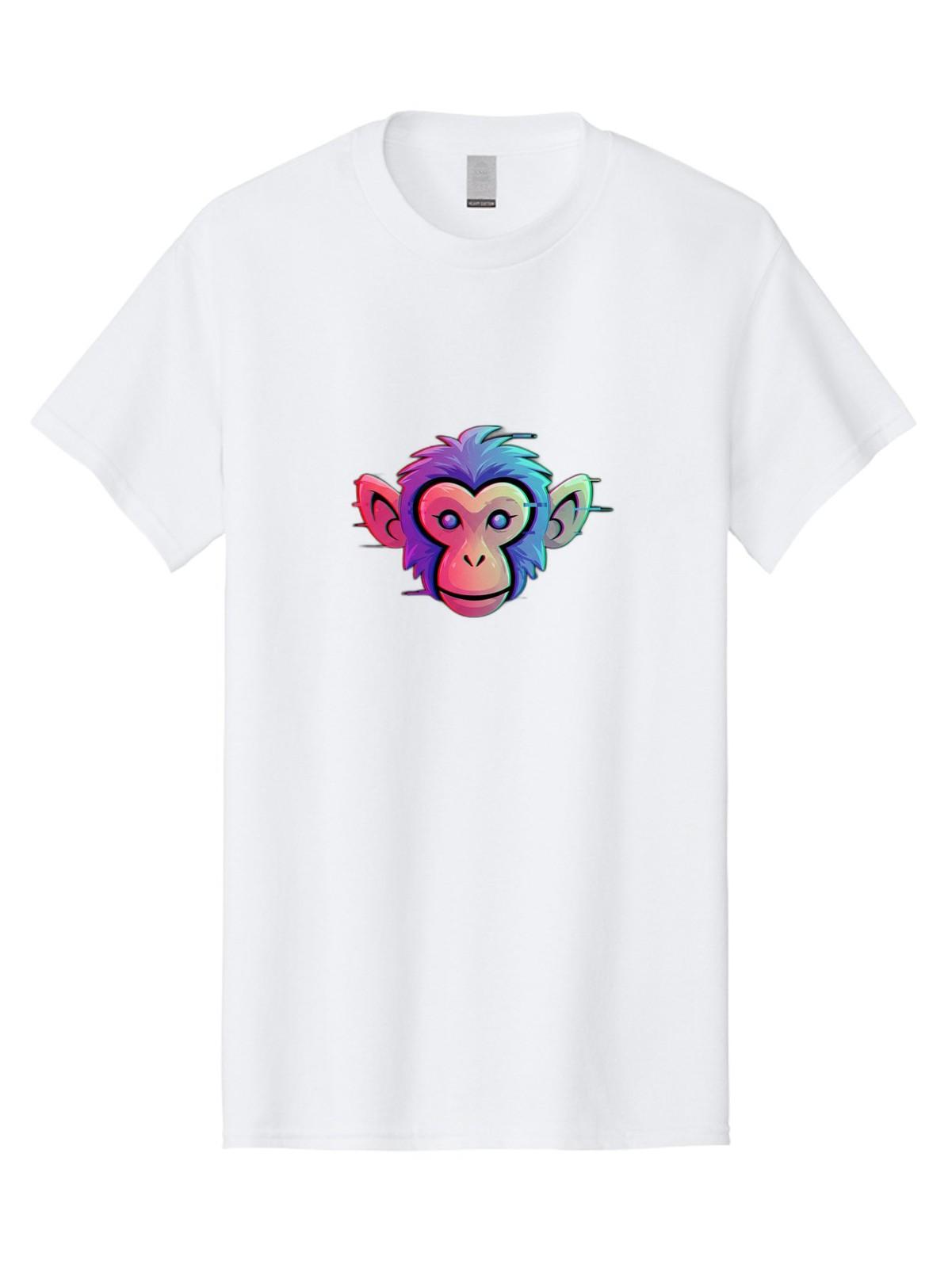 Colorful-Monkey-Head Mens Graphic Tee, 100% Cotton, Casual Summer Wear S разноцветный