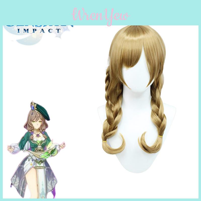Peluca de Cosplay de Lisa Inspirada en Genshin Impact Trenza Doble