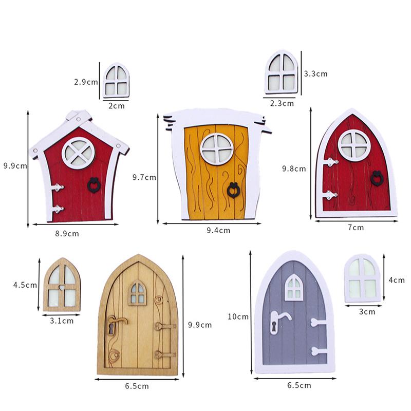1Set Dollhouse Miniature Fluorescent Fairy Elf Door Window Model House Furniture Decor Toy