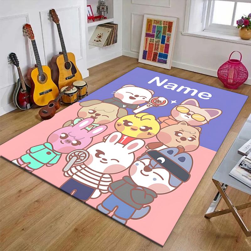 Custom Kpop Team Mat Personalized Name, Polyester Washable Indoor Entryway Rug, Gift for Christmas, Easter, Thanksgiving Day