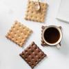 Creative Cookie Coaster for Drinks Solid Wood Heat Resistant Placemats for Table Rustic Cork