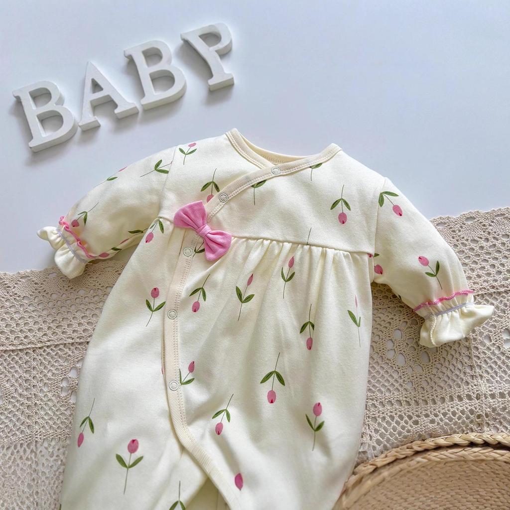 Fang Ying Yellow Baby Jumpsuit - Spring/Autumn, 3-12 Months, Cotton, Crawling/Newborn Outfits.