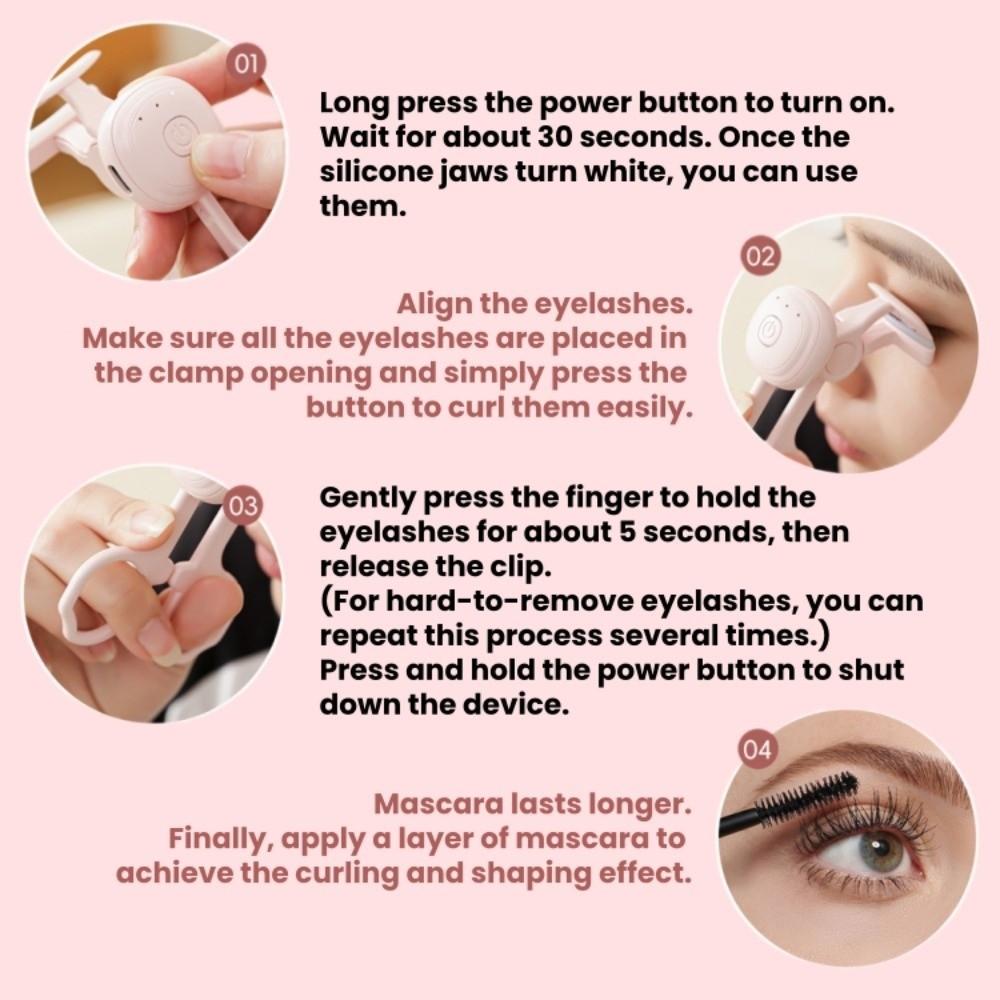 Quick Heating Heated Lash Curler Long Lasting Lash Shaping Tool Electric Eyelash Curler  Daily Use