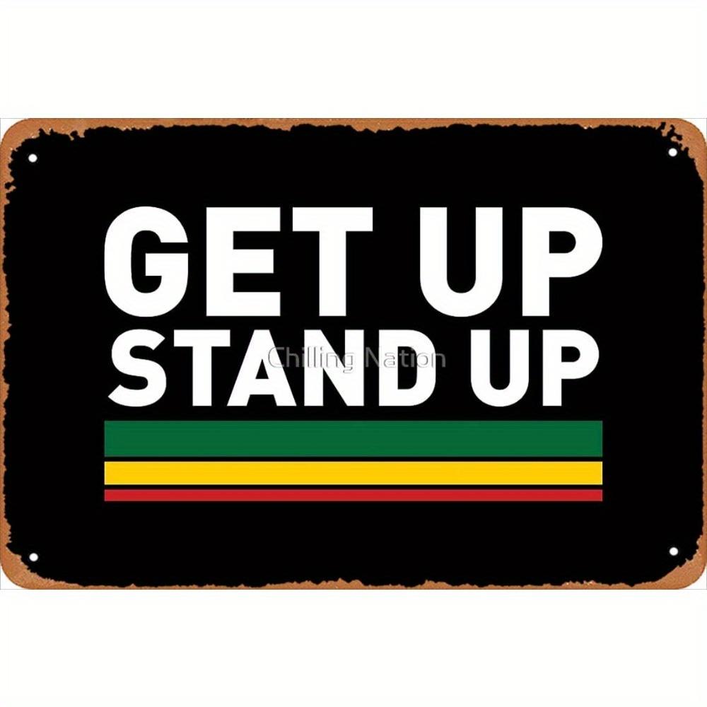 Get Up Stand Up Bob Marley Reggae Rasta Colors Vintage Metal Tin Sign Retro Rusty Reggae Music Quote Wall Art Decor Rustic Man 20x30cm（7.8x11.8inch）