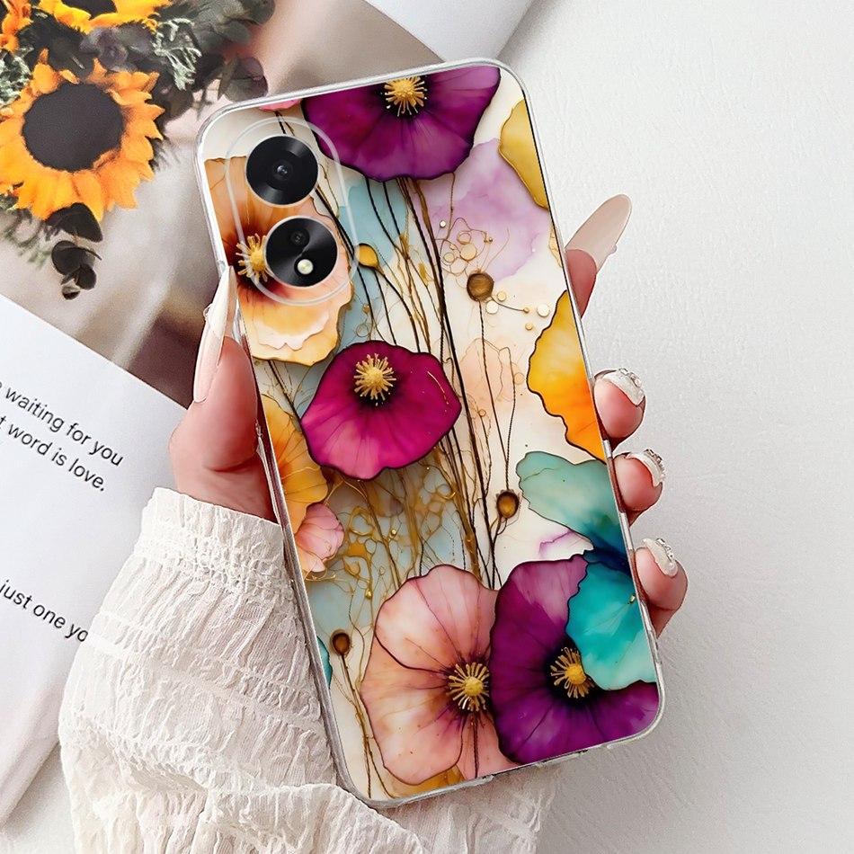 For OPPO A18 A38 CPH2579 CPH2591 Elegant Floral Butterfly Phone Case For Oppo A18 A38 4G Soft Silicone TPU Cases