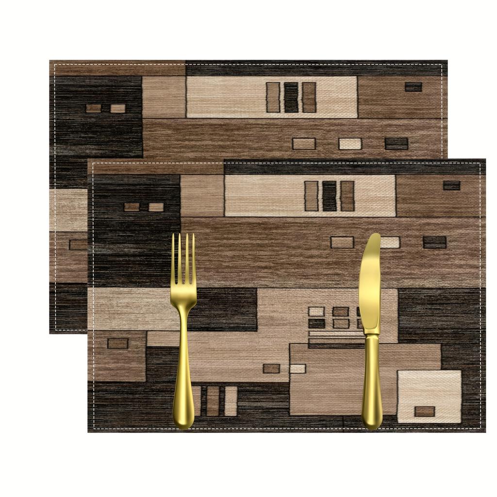 Modern Geometric Wood Grain Placemat Simple Waterproof Dining Table Mat Light Luxury Insulated Placemat